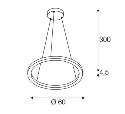 Suspension*SLV Suspension, ONE 60, , LED, dim, 3000/4000K, 800/820 lm, Ø60cm, H4,5cm - noir