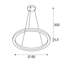 Suspension, ONE 80, noir, LED, dim, 3000/4000K, 1230/1270 lm, Ø80cm, H4,5cm - Slv