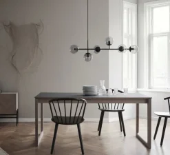 Suspension, Orb, en longueur, noir, verre fumé, H42cm, L114cm - Bolia