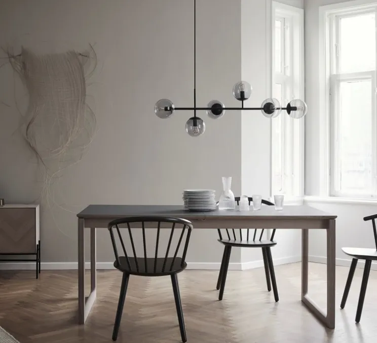 Suspension, Orb, en longueur, noir, verre fumé, H42cm, L114cm - Bolia