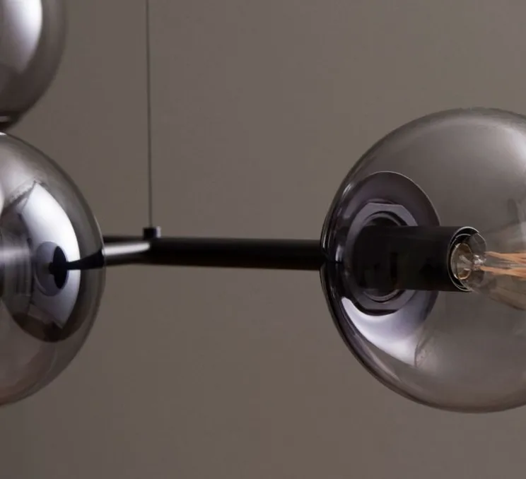 Suspension, Orb, en longueur, noir, verre fumé, H42cm, L114cm - Bolia