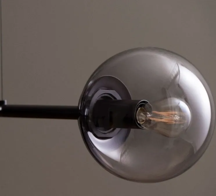 Suspension, Orb, en longueur, Laiton, verre fumé, H35,7cm, L114cm, P42cm - Bolia