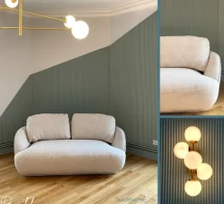 Suspension, Orb, en longueur, Laiton, verre fumé, H35,7cm, L114cm, P42cm - Bolia