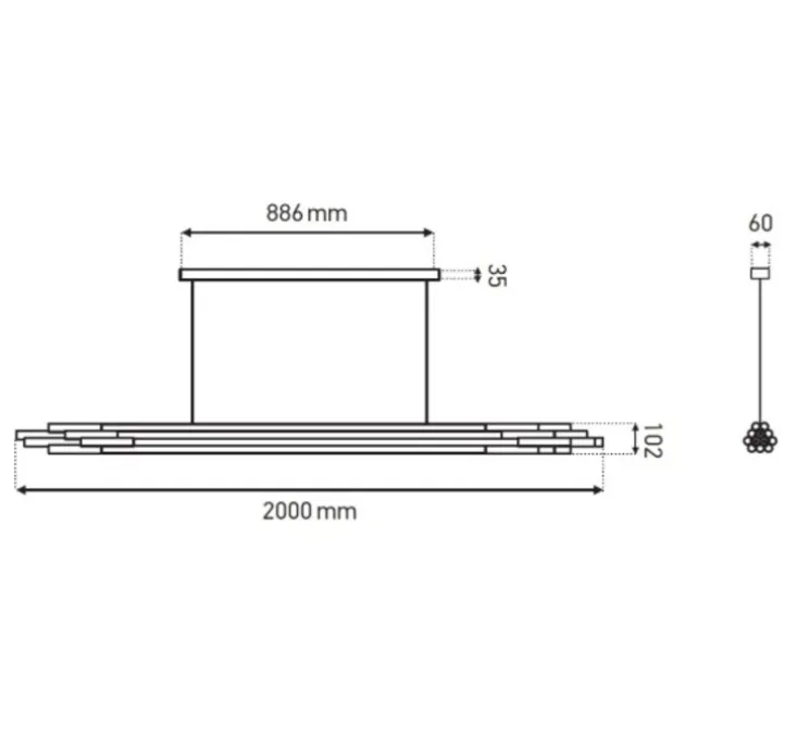 Suspension, ORG P H 2000, blanc, or, L200cm, H7,7cm - DCW éditions Paris