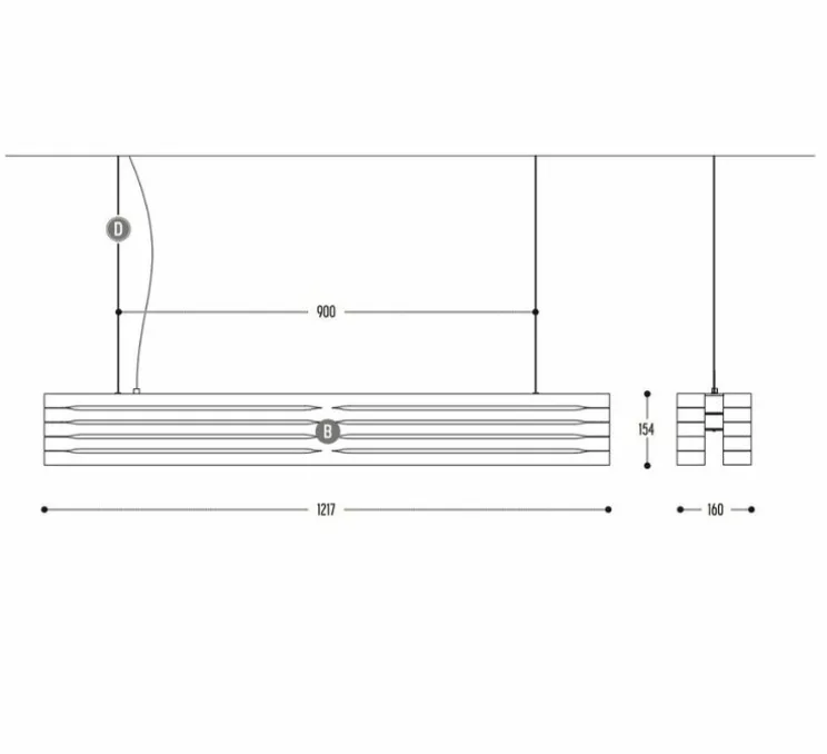 Suspension, Orgue, laiton, LED, 3000k, 7640 lm, L121,7cm, H15,4cm - Dark