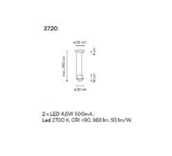 Suspension*Vibia Suspension, Palma 3720, , LED, 2700K, 685lm, Ø22cm, H19cm - graphite