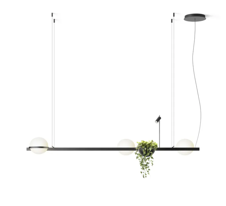 Suspension, Palma 3736, graphite, LED, 2700K, 2057lm, L195cm, H48cm - Vibia