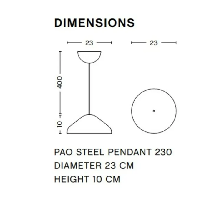 Suspension, Pao 230, gris, Ø23cm, H10cm - HAY