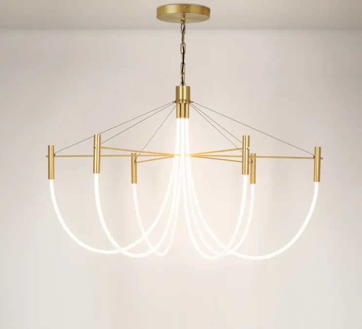 Suspension, Paradoxe 6L, laiton satiné, LED, dim, 2700K, 4800 lm, Ø115cm, H86cm - CVL