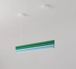 Suspension*Atelier Areti Suspension, Parallel Tubes Concept D, , LED, 2700K, lm, L90cm, H76cm - vert et bleu