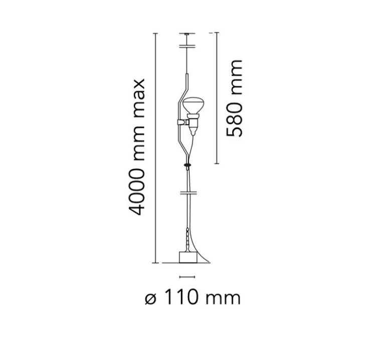 Suspension, Parentesi, rouge, Ø11cm, H400cm - Flos