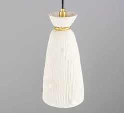Suspension*Mullan Lighting Suspension, Parva, , IP44, Ø14cm, H30cm - blanc, laiton satiné