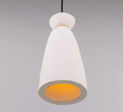 Suspension*Mullan Lighting Suspension, Parva, , IP44, Ø14cm, H30cm - blanc, laiton satiné