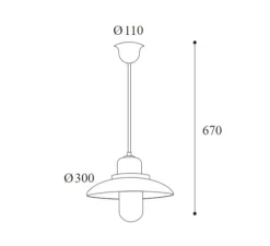 Suspension*Moretti Luce Suspension, Patio 1356, cuivre, IP44, Ø30cm, H67cm - cuivre, verre transparent