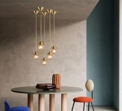 Suspension, Peak 4.5, Whisky texturé, laiton, Ø11cm, H16,5cm - SkLO Studio