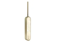 Suspension*Entrelacs Suspension, Pearl 570, , LED, dim, 2700K, 1150 lm, L12cm, H45cm - Albâtre veines blanches, Bronze marron foncé patiné