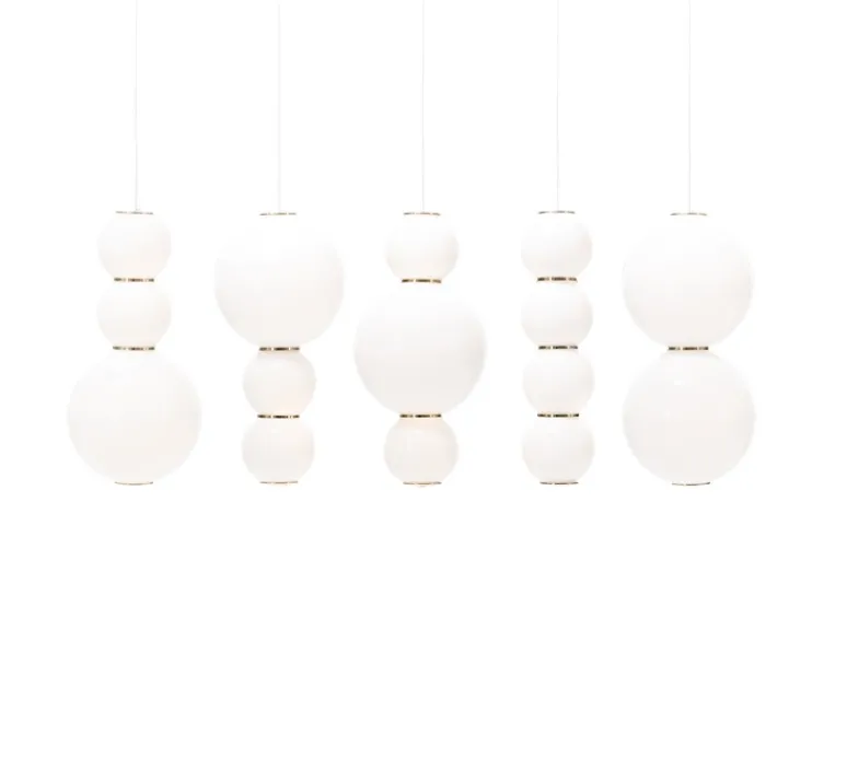 Suspension*Formagenda Suspension, Pearls , D , LED, 1180 lm, 2700 K, Ø18cm, H36cm - blanc, or