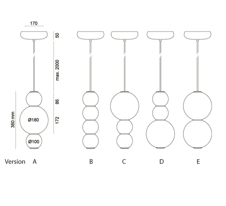 Suspension*Formagenda Suspension, Pearls , D , LED, 1180 lm, 2700 K, Ø18cm, H36cm - blanc, or