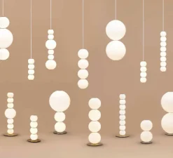 Suspension*Formagenda Suspension, Pearls 311-B, , LED, 2700K, 1200lm, Ø10cm, H34cm - blanc, détails chrome, câble noir