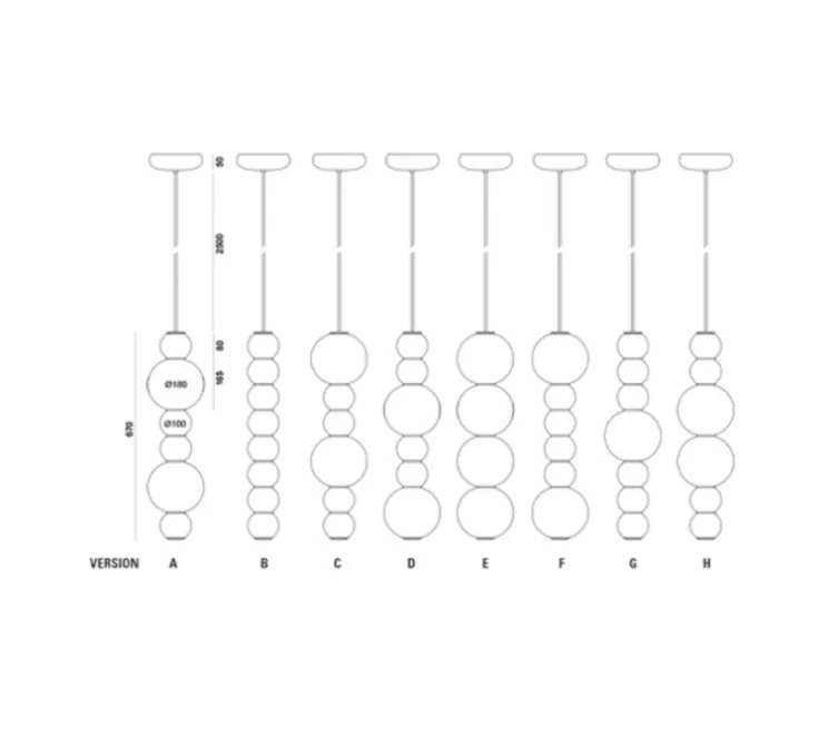 Suspension, PEARLS DOUBLE G, 1200 lm, 2700 K, chrome, LED, Ø18cm, H67cm - FORMAGENDA