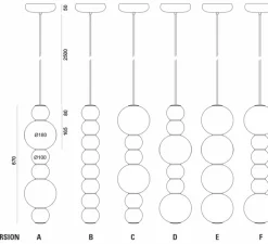 Suspension*Formagenda Suspension, PEARLS DOUBLE F, 1200 lm, 2700 K,, LED, Ø18cm, H67cm - chrome