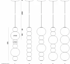 Suspension, PEARLS DOUBLE H,1200 lm, 2700 K, chrome, LED, Ø18cm, H67cm - FORMAGENDA