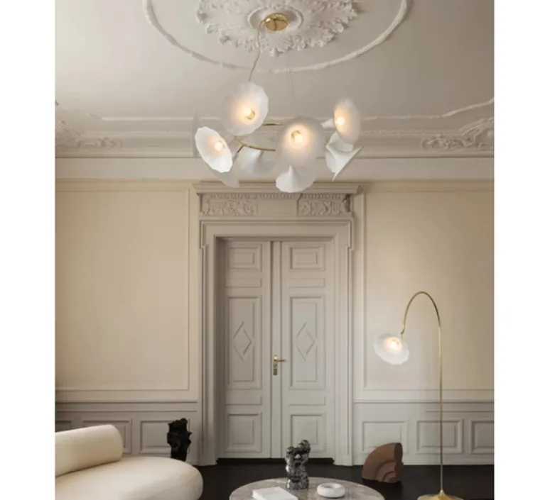 Suspension*Nuura Suspension, Petalii 10, , Ø100cm, H40cm - blanc, laiton poli