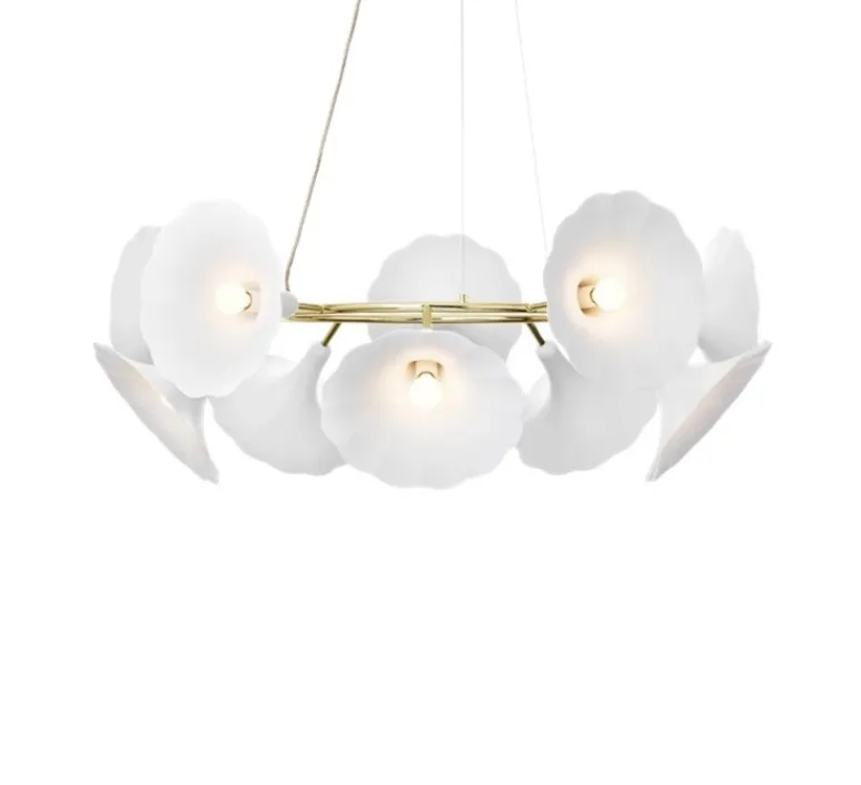 Suspension*Nuura Suspension, Petalii 10, , Ø100cm, H40cm - blanc, laiton poli