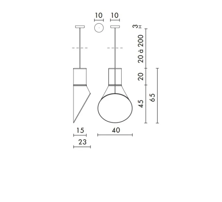 Suspension*DesignHeure Suspension, Petit Cargo, , H65cm - noir, blanc