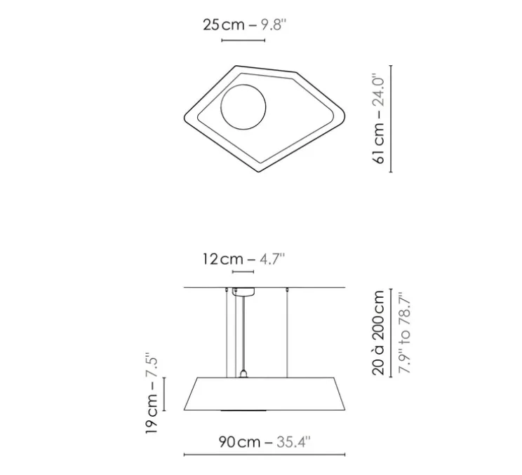 Suspension, Petit Nénuphar, LED, noir, bronze, 3000K, 1100lm, L90cm, H19cm - DESIGNHEURE