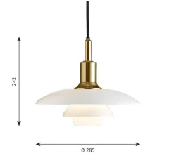 Suspension*Louis Poulsen Suspension, PH 3/2 Suspension, , LED, Ø28,5cm, H24,2cm - laiton et blanc