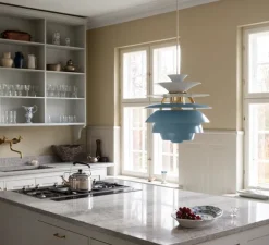 Suspension, PH Snowball, bleu, laiton, Ø40cm, H39cm - Louis Poulsen