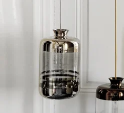 Suspension, Pillar, verre soufflé, platinium, gris, H32cm - Ebb and Flow