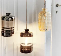 Suspension, Pillar, verre soufflé, platinium, gris, H32cm - Ebb and Flow