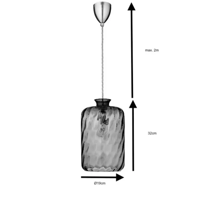 Suspension, Pillar, verre soufflé, platinium, gris, H32cm - Ebb and Flow