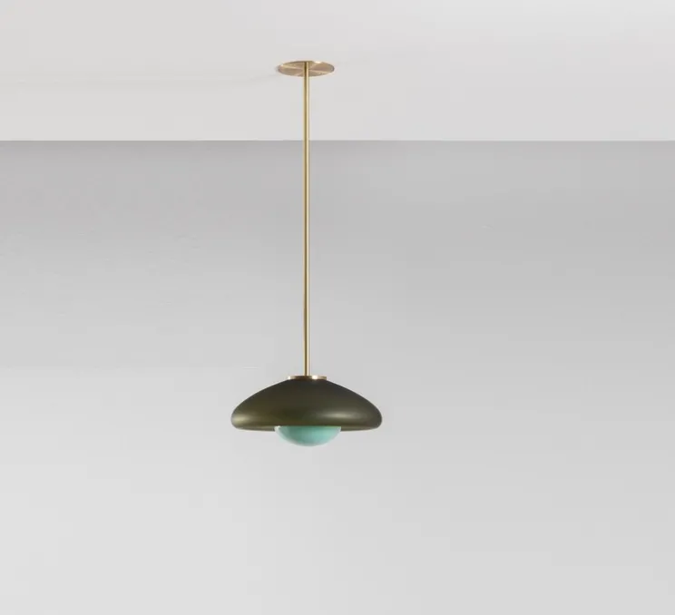 Suspension, Pillow Large, Gris dépoli, bleu céladon, Ø33,5cm, H17cm - SkLO Studio