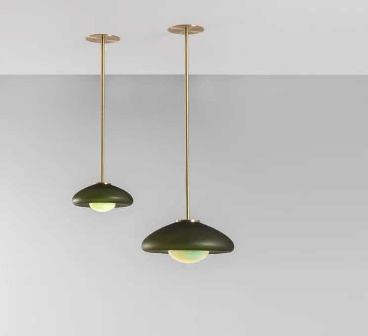 Suspension, Pillow Large, Gris dépoli, bleu céladon, Ø33,5cm, H17cm - SkLO Studio