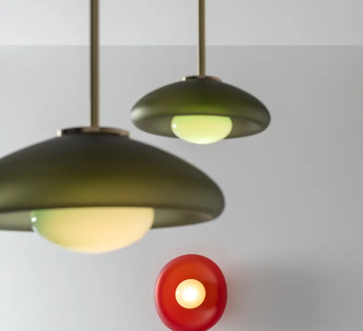 Suspension, Pillow Large, Gris dépoli, bleu céladon, Ø33,5cm, H17cm - SkLO Studio