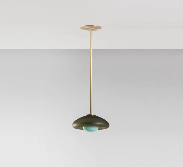 Suspension*SkLO Studio Suspension, Pillow Small, , Ø23cm, H11,5cm - Gris dépoli, bleu céladon