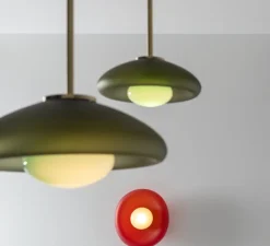 Suspension*SkLO Studio Suspension, Pillow Small, , Ø23cm, H11,5cm - Gris dépoli, bleu céladon