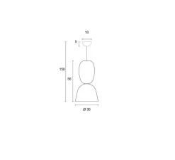 Suspension*MM Lampadari Suspension, Pineapple, , Ø30cm, H150cm - Gris soie, verre tabac