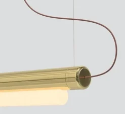 Suspension*A-N-D Suspension, Pipeline CM2, laiton avec embouts laiton, LED, 3000K, ELV, L183cm, H29cm - laiton et embouts laiton