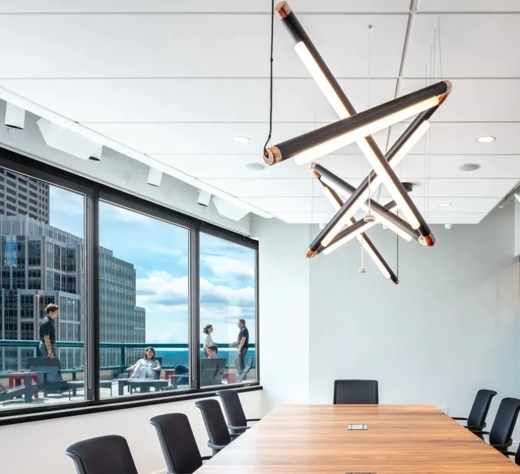 Suspension, Pipeline CM9, 0-10V, noir et cuivre, LED, 2700K, L322cm, H71cm - A-N-D