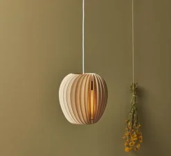 Suspension*Schneid Suspension, Pirum, peuplier, câble blanc, H28cm, Ø25cm - pleuplier