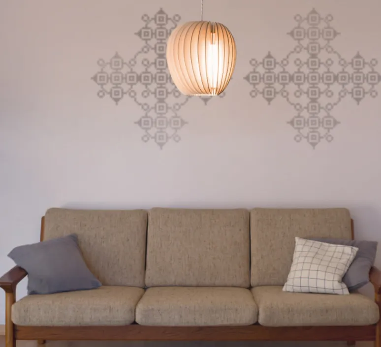 Suspension*Schneid Suspension, Pirum, peuplier, câble blanc, H28cm, Ø25cm - pleuplier