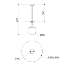 Suspension, Plat, ambre, laiton brossé, Ø47cm, H65,5cm - Contain