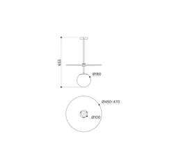 Suspension*Contain Suspension, Plat, , Ø47cm, H40cm - laiton brossé, verre transparent vert, globe opalin
