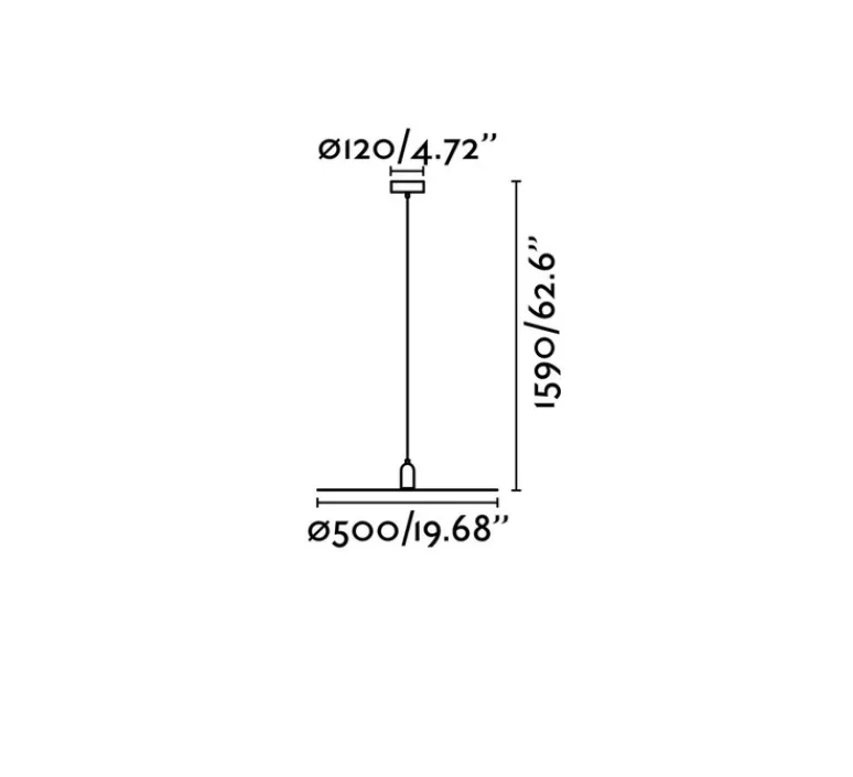 Suspension*Faro Suspension, Plat, ,Ø50cm, H62.5 cm / 159cm - noir