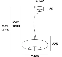 Suspension*LEDS C4 Suspension, Plat, , LED, dim, 2700k, 805 lm, Ø40cm, H22,5cm - vert