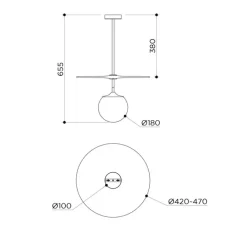 Suspension*Contain Suspension, Plat, vert, laiton vieilli brossé, verre vert transparent, globe brillant, Ø42cm, H65,5cm - vert, laiton brossé